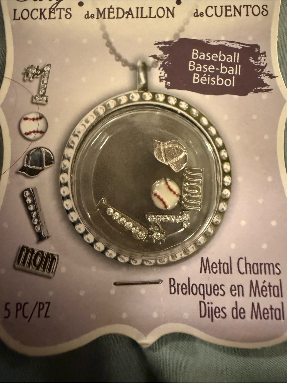Silver Baseball Story Locket - Picture 2 of 3